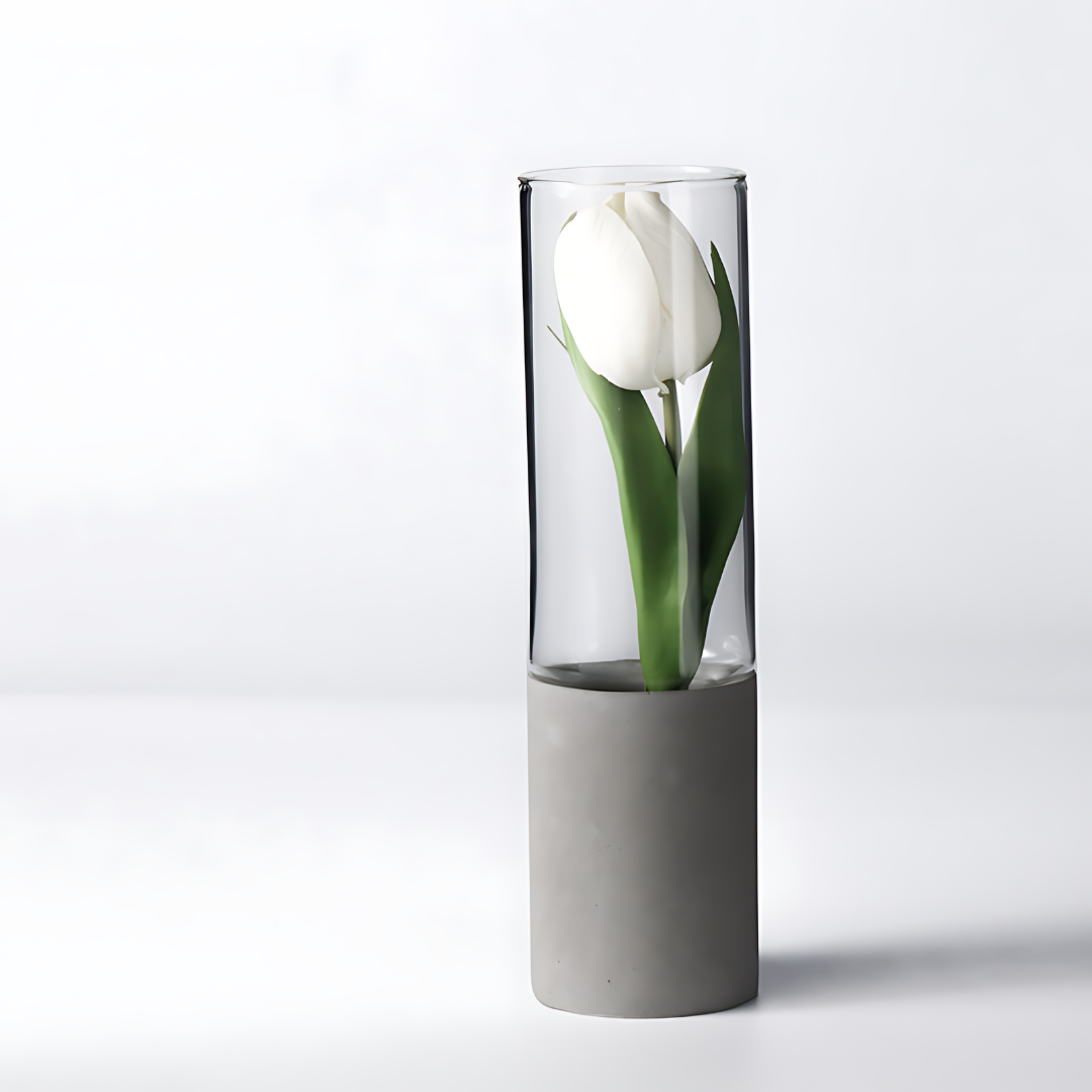 BOREALE vaser 14" laget av glass og betong